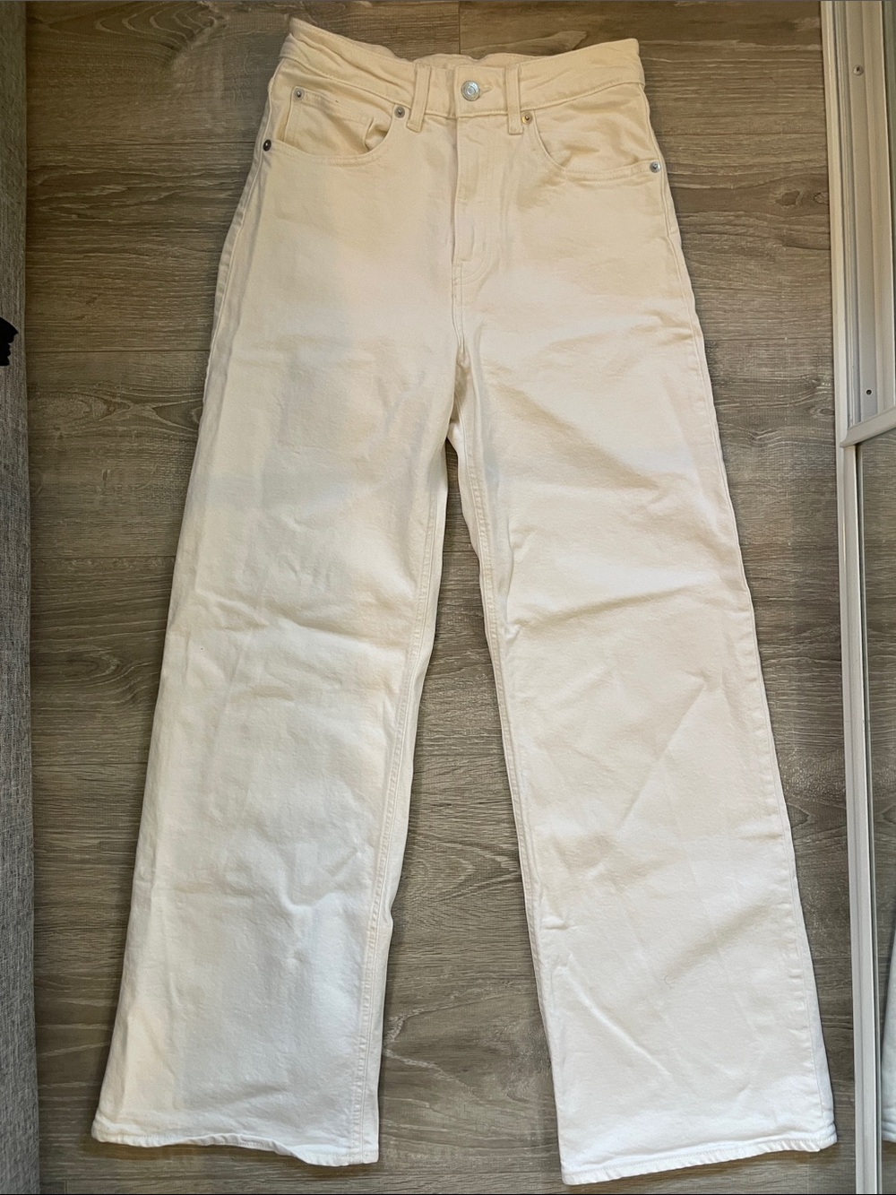 H&M white wide leg jean